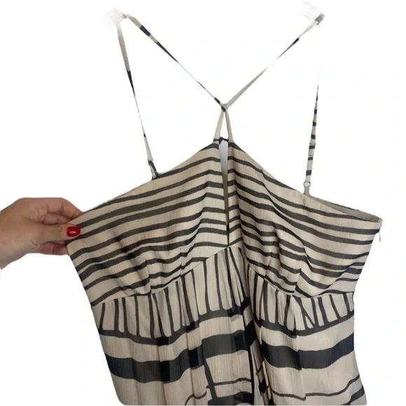 CLUB MONACO Hudson Dress Robe Silk Maxi Dress in Khaki /Black Size 4 - Picture 5 of 14